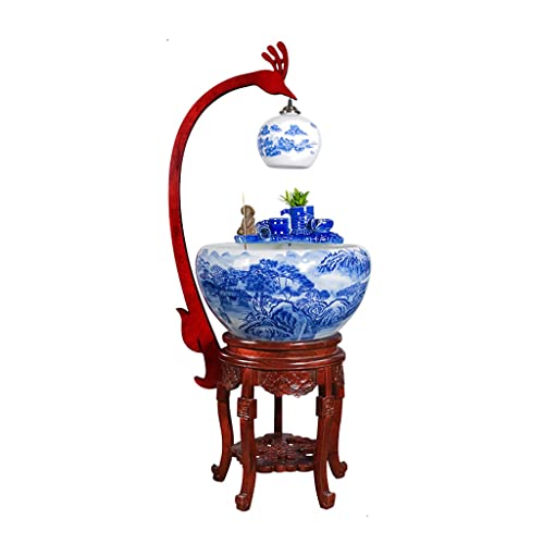 Transparenter Blumentopf für Aquarien, Keramikschrank, Blaue und weiße Landschaft, Goldfischbecken, vom Boden bis zur Decke reichender Wassertank für zu Hause von DACUDA