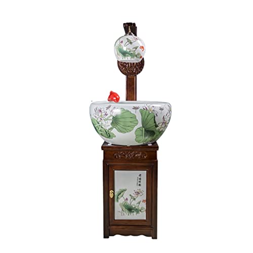 Transparenter Blumentopf für Aquarien, chinesischer Stil, Keramikschrank, Typ Pastell, Lotus, Goldfisch, Tankboden (55 x 150 cm) von DACUDA