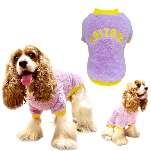 Weicher winddichter kleiner Hundemantel: Hundepullover, warme Hundekleidung für kleine Hunde, Welpen, Taro, Violett (Größe M) von DADAiBALL