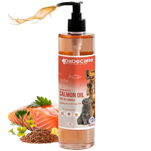 Lachsöl für Hunde und Katzen, 500 ml, Omega 3-6-9, Vitamin E - Kameline und Leinsamen, Lachsöl für Hunde - stärkt das Immunsystem, starkes Fell, Gelenke - natürliche Inhaltsstoffe, Barf-Diäten Lachsöl für Hunde und Katzen, 500 ml, Omega 3-6-9, Vitamin E - Kameline und Leinsamen, Lachsöl für Hunde - stärkt das Immunsystem, starkes Fell, Gelenke - natürliche Inhaltsstoffe, Barf-Diäten von DADECARE
