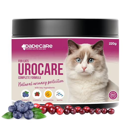 Urocare Urinal Nahrungsergänzungsmittel für Katzen, 220 g, rote und blaue Blaubeere mit Glucosamin – fördert eine gesunde Blase und einen ausgewogenen pH-Wert – ideal bei Blasenentzündung und Stress von DADECARE