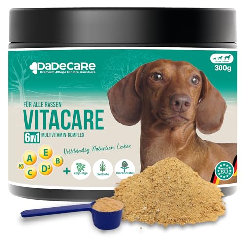 Vitacare – Multivitaminpräparat 300 g Pulver für Hunde und Katzen | natürliche Vitamine mit Algen Kelp, Bierhefe, Mariendistel, Komplex B, A, C, D3 und E | Immunverstärkung und Energie von DADECARE