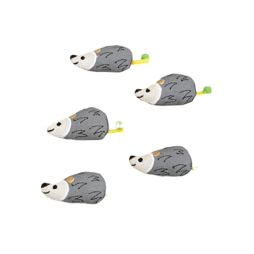 DAFORERAL 5er-Pack Katzenminze-Maus-Spielzeug, gefüllt mit Katzenminze-Pulver und weicher PP-Baumwolle, langlebiges kaufestes Plüsch-Set, 6,5 cm Mäuse für Indoor-Katzen und Kätzchen von DAFORERAL
