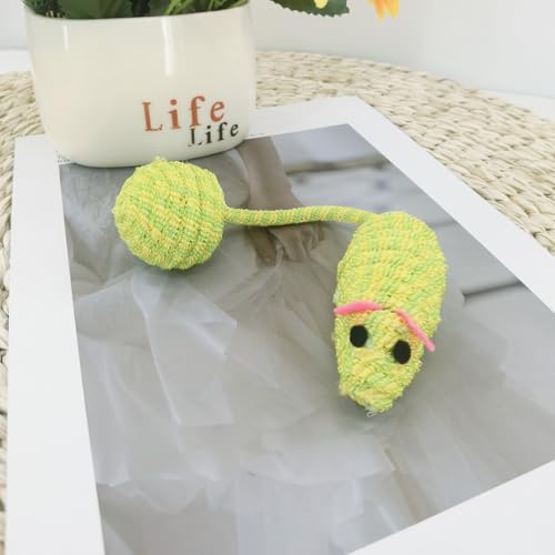 DAFORERAL Buntes gewebtes Mausschwanz-Katzenspielzeug mit Knisterball, interaktives Spielspielzeug mit Sound für Solo-Unterhaltung und sensorische Stimulation (grün) von DAFORERAL