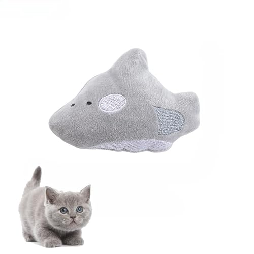 DAFORERAL Cartoon Ocean Plüsch-Katzenspielzeug mit Katzenminze und Knisterpapier, weiches Kauspielzeug für Katzen, gefüllt mit PP-Baumwolle, für Solospiel und Zahnreinigung (Baby Shark) von DAFORERAL