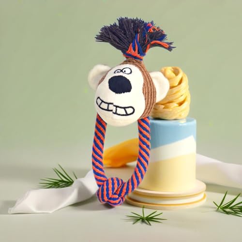 DAFORERAL Cartoon Tier Plüsch Hundespielzeug mit Quietscher und Baumwollseil, Kordsamt Kauspielzeug für Tauziehen, langlebiges und lustiges Haustierspielzeug für Langeweile und Stressabbau (Welpe) von DAFORERAL