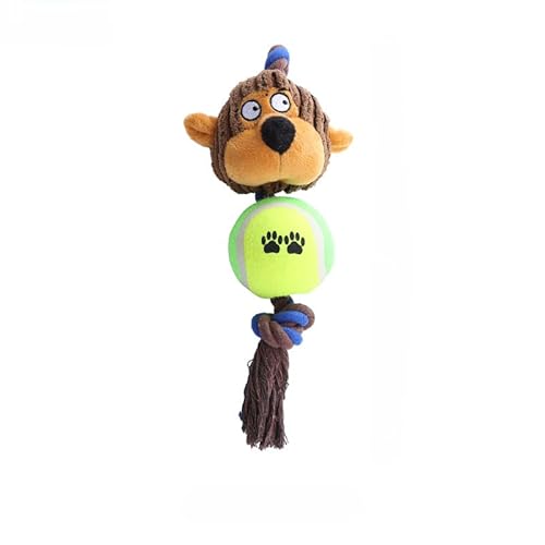 DAFORERAL Corduroy Tennisball Hundespielzeug mit Baumwollseil und Quietscher, TPR Kauball mit Zahnreinigungsknoten, Waschbares interaktives Haustierspielzeug für Hunde (Affe) von DAFORERAL