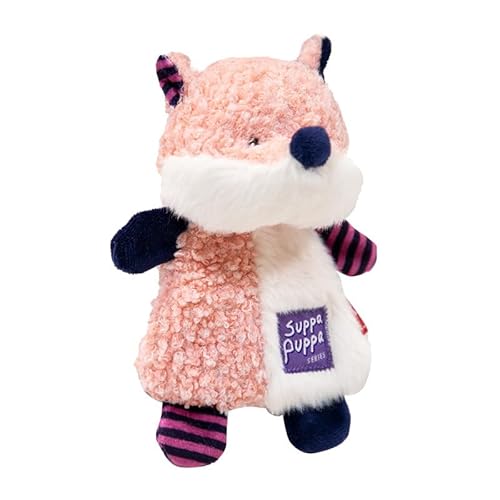 DAFORERAL Crinkle Plüsch Hundespielzeug für kleine Hunde, Quietschendes Kauspielzeug mit Waschbär-Fuchs oder Löwen-Design, interaktives Welpen-Beißspielzeug, 17 cm (Fuchs) von DAFORERAL