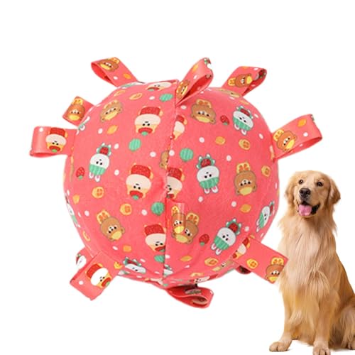 DAFORERAL Durable Soccer Ball Hundespielzeug mit Haltegriffen - Quietschender interaktiver Fußball für Hunde, kaufestes Haustierspielzeug für kleine & große Rassen, ideal zum Apportieren & Zerren (Rot von DAFORERAL