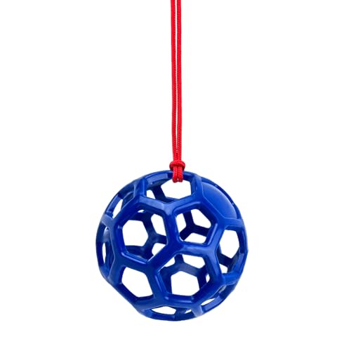 DAFORERAL Farm Stall Hanging Feeder Toy Ball for Horses Goats Sheep - Durable TPR Feeding Ball, Hay Feeder for Animal Enrichment, Stretch Resistant Design (Blue) von DAFORERAL