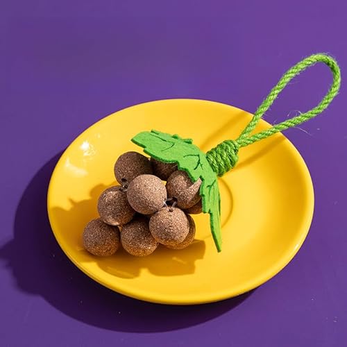 DAFORERAL Grape Katzenminze Kauspielzeug für Katzen, interaktives Selbstspiel-Zahnspielzeug mit Glocke und Seilknoten, Naturfaser für die Verdauung (Gall fruchtig) von DAFORERAL