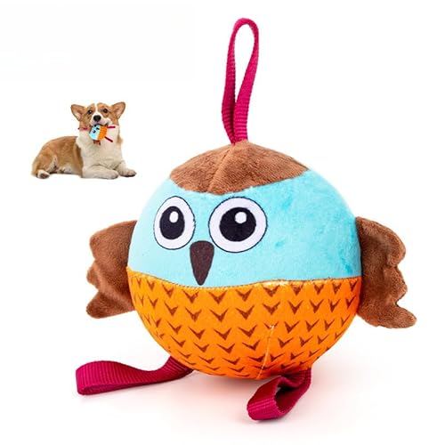 DAFORERAL Hüpfender aufblasbarer Hundeball, Eulenform, Spielspielzeug mit Knistergeräusch und Luftpumpe, interaktives Trainingsspielzeug für Hunde, lindert Langeweile und fördert die Bewegung von DAFORERAL