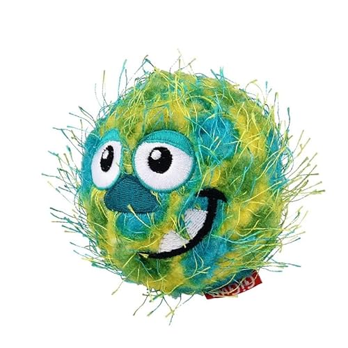 DAFORERAL Hund Grinsen Gesicht Quietschender Ball Spielzeug für mittelgroße große Hunde, Plüsch federndes Kauspielzeug mit Sound, langlebig lustiger interaktiver Spielball (Grün) von DAFORERAL