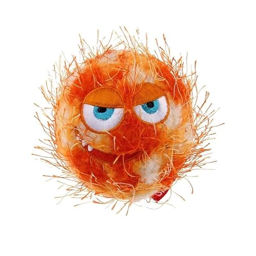 DAFORERAL Hund Grinsen Gesicht Quietschender Ball Spielzeug für mittelgroße große Hunde, Plüsch federndes Kauspielzeug mit Sound, langlebiger lustiger interaktiver Spielball (Orange) von DAFORERAL