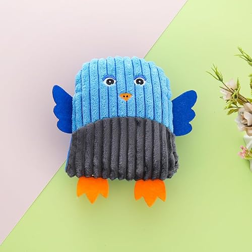 DAFORERAL Hundespielzeug Eule, Plüsch-Kau- und Zahnspielzeug mit verstecktem Klang, strapazierfähiger Polyester-Stoffbegleiter für Hunde, Stressabbau, Indoor-Spielen zum Kauen und Kuscheln (blau) von DAFORERAL
