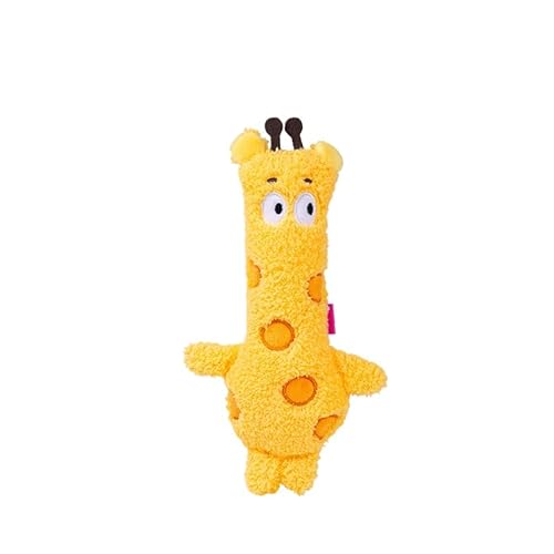 DAFORERAL Hundespielzeug Quietschendes Hundespielzeug, Interaktives Tierform-Kauspielzeug mit BB-Sound und Knisterpapier für kleine und mittelgroße Hunde, weicher strapazierfähiger Stoff (Giraffe) von DAFORERAL