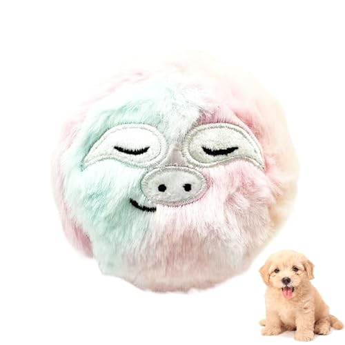 DAFORERAL Hundespielzeug aus Plüsch, Faultiergesicht, 11 cm, langlebig, quietschendes Kauspielzeug zum Apportieren und Stressabbau, weicher stacheliger Ball für mittelgroße Hunde (rosa Faultier) von DAFORERAL