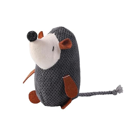 DAFORERAL Hundespielzeug in Hamsterform mit Quietscher, weiches Kauspielzeug für mittelgroße und kleine Hunde, realistischer Stofftier-Begleiter für Solospiel und Zahnreinigung (Grau) von DAFORERAL