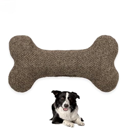 DAFORERAL Hundespielzeug in Knochenform mit Quietscher, weiches Kauspielzeug für Hunde, langlebiges und reißfestes Design für interaktives Spielen, 21 × 11 cm (braun) von DAFORERAL