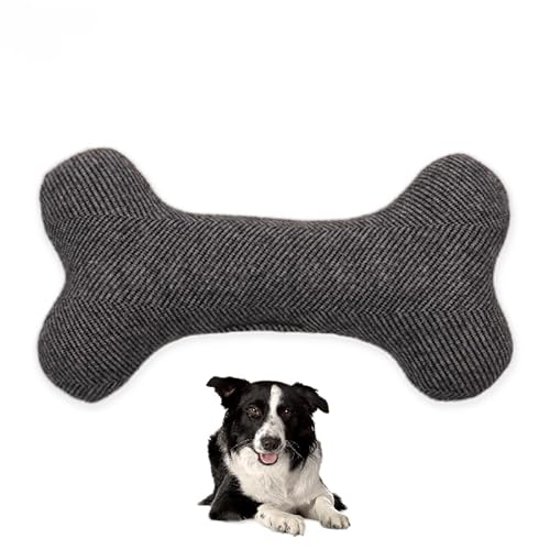 DAFORERAL Hundespielzeug in Knochenform mit Quietscher, weiches Kauspielzeug für Hunde, langlebiges und reißfestes Design für interaktives Spielen, 21 × 11 cm (grau) von DAFORERAL