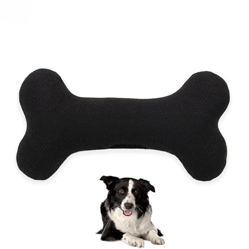 DAFORERAL Hundespielzeug in Knochenform mit Quietscher, weiches Kauspielzeug für Hunde, langlebiges und reißfestes Design für interaktives Spielen, 21 × 11 cm (schwarz) von DAFORERAL