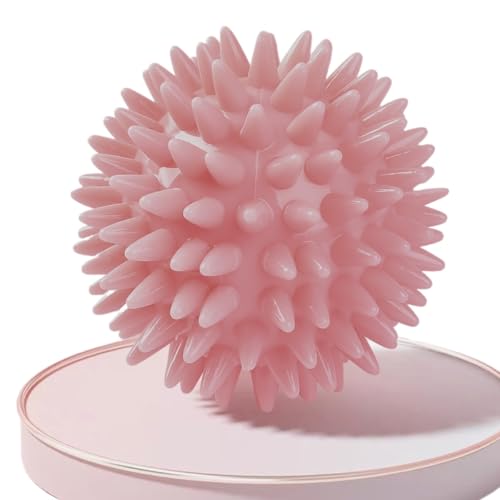 DAFORERAL Hundespielzeug mit Hohlstacheln, TPR-Ball mit Quietscher, kauresistentes interaktives Spielzeug für Zahnreinigung und Spielen, leicht, langlebig, für kleine Hunde (Rosa, 6,5 cm) von DAFORERAL