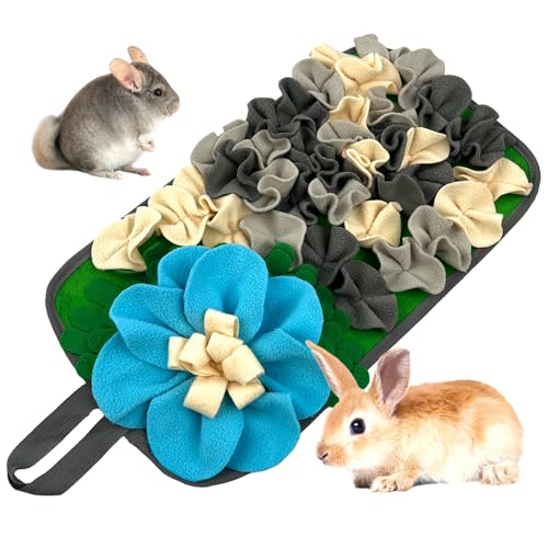 DAFORERAL Interaktive Fütterungsmatte für Kleintiere - Lustige Schnüffelmatte in Blumenform für Kaninchen, Meerschweinchen, Igel & kleine Hunde, stimuliert den natürlichen Futterinstinkt (Grau) von DAFORERAL