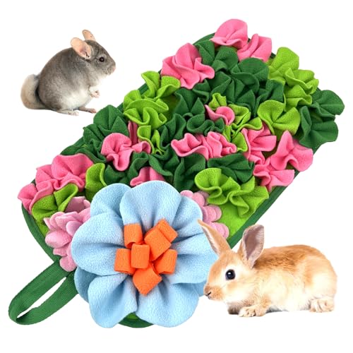 DAFORERAL Interaktive Fütterungsmatte für Kleintiere - Lustige Schnüffelmatte in Blumenform für Kaninchen, Meerschweinchen, Igel & kleine Hunde, stimuliert den natürlichen Futterinstinkt (Grün) von DAFORERAL
