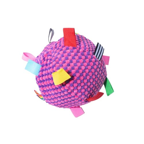 DAFORERAL Interaktiver Plüschball für Hunde und Katzen, bunter Stoffball mit zufälligen Bändern, zum Kauen und Werfen und Apportieren für Haustier-Spieltraining, langlebige gepolsterte Textur für von DAFORERAL