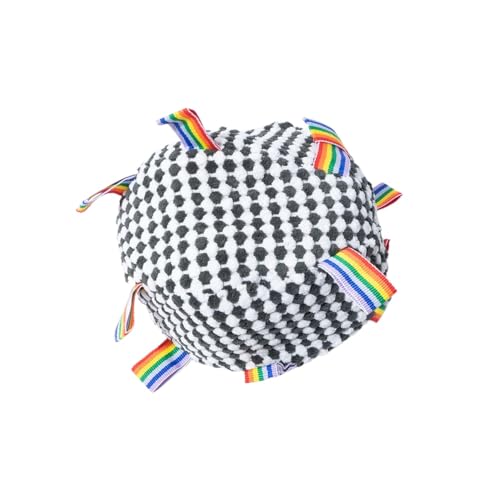 DAFORERAL Interaktiver Plüschball für Hunde und Katzen, bunter Stoffball mit zufälligen Bändern, zum Kauen und Werfen und Apportieren für Haustier-Spieltraining, langlebige gepolsterte Textur für von DAFORERAL