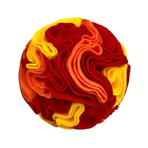 DAFORERAL Interaktives Haustierballspielzeug für Hunde, Schnüffel- und Lebensmittelleckage-Kauspielzeug, ideal für Zahnreinigung, Training und geistige Stimulation (Sonnenuntergang Rot, 20 cm) von DAFORERAL