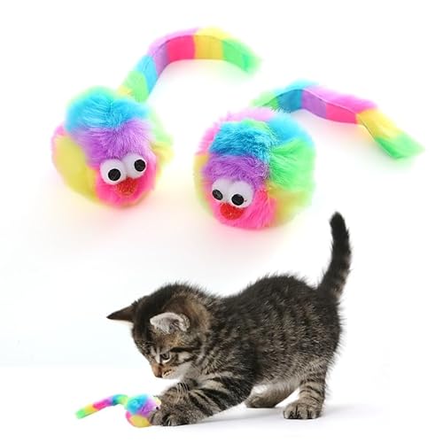 DAFORERAL Interaktives Regenbogen-Plüsch-Maus-Katzenspielzeug mit Quietscher, langlebiges, bissfestes Spielzeug für mittelgroße Rassen, ansprechendes und lustiges Katzenspielzeug, 2 Stück DAFORERAL Interaktives Regenbogen-Plüsch-Maus-Katzenspielzeug mit Quietscher, langlebiges, bissfestes Spielzeug für mittelgroße Rassen, ansprechendes und lustiges Katzenspielzeug, 2 Stück von DAFORERAL