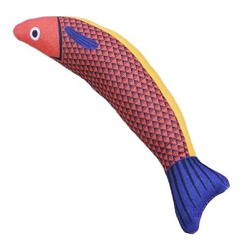 DAFORERAL Interaktives quietschendes Katzenspielzeug – gestreiftes Fisch-Design für alle Rassen, strapazierfähiges Polyester-Material, ansprechendes Katzenspielzeug zum Spielen und Trainieren von DAFORERAL