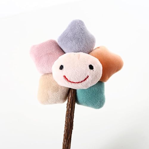 DAFORERAL Katze Kauspielzeug Matatabi Stick mit Plüsch Zahnpflege Lutscher Stick Interaktives Katzenminze Spielzeug Mehrere Süße Formen (Blume) von DAFORERAL