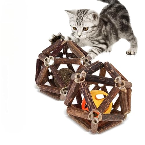 DAFORERAL Katzenkauspielzeug-Set, Silvervine & Katzenminze-Bälle mit Glocke, interaktives Jagd- und Beißspielzeug für Katzen, lindert Langeweile und unterstützt die Zahngesundheit (5,5 cm) von DAFORERAL