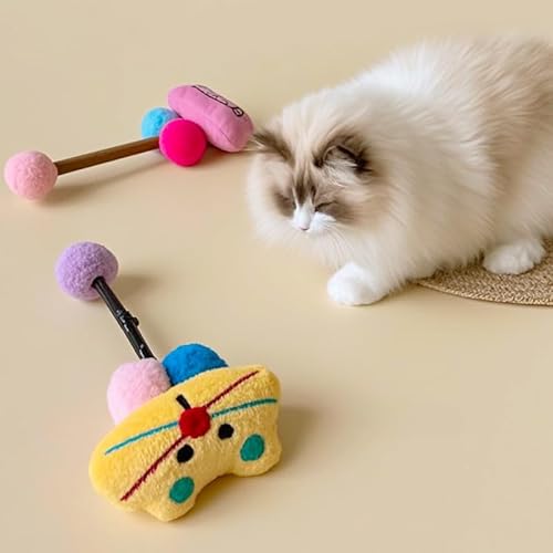 DAFORERAL Katzenkauspielzeug-Set mit Silvervine & Katzenminze, 3er-Pack Plüsch-Apfelstäbchen zum Zahnen und Stressabbau, selbstspielendes interaktives Spielzeug für Indoor-Katzen, natürliches von DAFORERAL