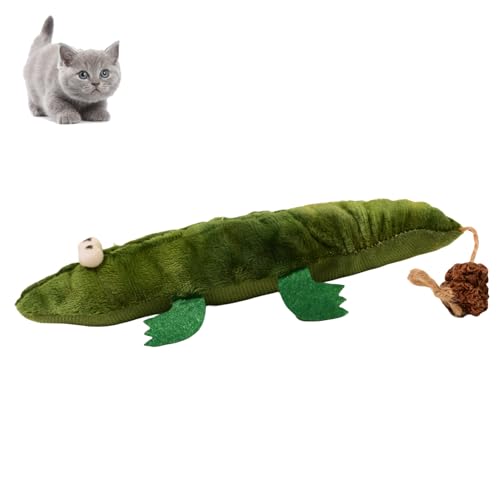 DAFORERAL Katzenminze Katze Plüschtier, Grünes Alligator-Design mit weichem Stoff und kaubarem Schwanzball, interaktives Selbstspielspielzeug für Indoor-Katzen DAFORERAL Katzenminze Katze Plüschtier, Grünes Alligator-Design mit weichem Stoff und kaubarem Schwanzball, interaktives Selbstspielspielzeug für Indoor-Katzen von DAFORERAL