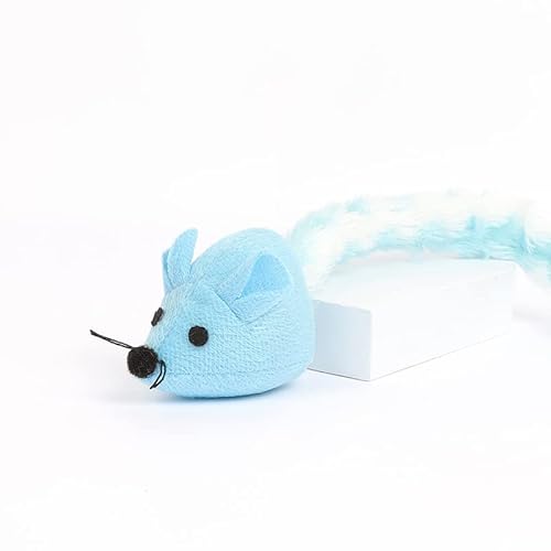 DAFORERAL Katzenminze-Maus-Spielzeug, Langschwanz-Plüschmäuse für Katzen, interaktives Jagdspielzeug für Indoor-Katzen, buntes weiches Katzenspielzeug mit Katzenminze im Inneren (blau) von DAFORERAL