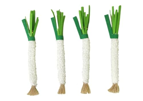 DAFORERAL Katzenminze Stick Katzenspielzeug Set, Filzstoff Kauspielzeug mit Ganze Matatabi, Simulierte Grüne Zwiebelform, 4 Pack Langlebiges Beißspielzeug für Katzen von DAFORERAL