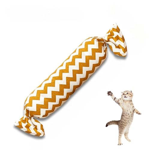 DAFORERAL Katzenminze-Süßigkeiten-Kissen-Spielzeug für Katzen, Jute-Kauspielzeug mit Glocke zum Zahnen von Kätzchen, weich und langlebig, selbstspielendes Katzenspielzeug zum Stressabbau (V1, groß) DAFORERAL Katzenminze-Süßigkeiten-Kissen-Spielzeug für Katzen, Jute-Kauspielzeug mit Glocke zum Zahnen von Kätzchen, weich und langlebig, selbstspielendes Katzenspielzeug zum Stressabbau (V1, groß) von DAFORERAL