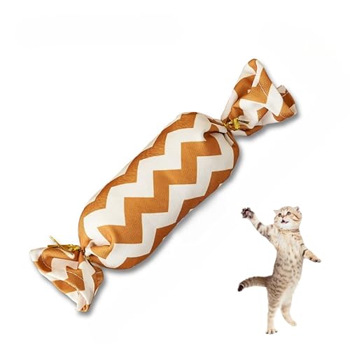 DAFORERAL Katzenminze-Süßigkeiten-Kissen-Spielzeug für Katzen, Jute-Kauspielzeug mit Glocke zum Zahnen von Kätzchen, weich und langlebig, selbstspielendes Katzenspielzeug zum Stressabbau (V1, klein) DAFORERAL Katzenminze-Süßigkeiten-Kissen-Spielzeug für Katzen, Jute-Kauspielzeug mit Glocke zum Zahnen von Kätzchen, weich und langlebig, selbstspielendes Katzenspielzeug zum Stressabbau (V1, klein) von DAFORERAL