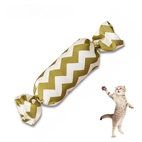 DAFORERAL Katzenminze-Süßigkeiten-Kissen-Spielzeug für Katzen, Jute-Kauspielzeug mit Glocke zum Zahnen von Kätzchen, weich und langlebig, selbstspielendes Katzenspielzeug zum Stressabbau (V2, klein) DAFORERAL Katzenminze-Süßigkeiten-Kissen-Spielzeug für Katzen, Jute-Kauspielzeug mit Glocke zum Zahnen von Kätzchen, weich und langlebig, selbstspielendes Katzenspielzeug zum Stressabbau (V2, klein) von DAFORERAL
