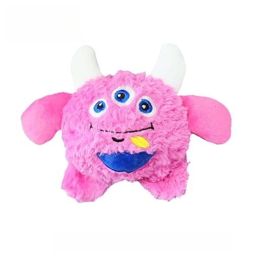 DAFORERAL Kauspielzeug für Hunde mit eingebautem federndem TPR-Ball, Plüschmonster-Design, interaktives Wurfspielzeug für die Zahnreinigung und Schnüffelspiele, 20 x 8 x 14 cm (Rosa) von DAFORERAL