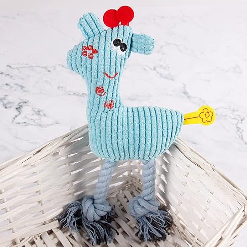 DAFORERAL Langlebiges Plüsch-Haustierspielzeug - Maiskern & Baumwollseil Hirsch-Design, Kaufest & Zahnreinigung Hund & Katzenspielzeug mit BB-Sound, 26 * 16 cm (Blau) von DAFORERAL