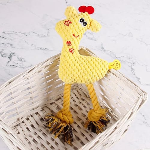 DAFORERAL Langlebiges Plüsch-Haustierspielzeug - Maiskern & Baumwollseil Hirsch-Design, Kaufest & Zahnreinigung Hund & Katzenspielzeug mit BB-Sound, 26 * 16 cm (Gelb) von DAFORERAL