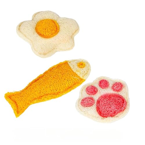 DAFORERAL Luffa Katzenminze Katzenspielzeug zum Kauen und Zahnreinigung, interaktives Kicker-Spielzeug aus Naturfaser für Katzen und kleine Haustiere, langlebig und biologisch abbaubar (V1) von DAFORERAL