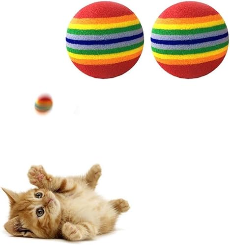 DAFORERAL Lustiger interaktiver Kauball für Hunde, Welpen, Katzen, Regenbogenfarben, gestreift, Zubehör für Geburtstag, Weihnachten, Erntedankfest, Valentinstag (2 Stück) von DAFORERAL
