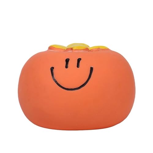 DAFORERAL Mini Fruit Latex Quietschendes Hundespielzeug – weiches und kaubares Welpenspielzeug – sanft zu den Zähnen – interaktiv & federnd – ideal für kleine Hunde & Welpen (Persimone) von DAFORERAL