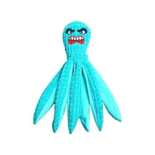 DAFORERAL Octopus Knisterspielzeug, Plüsch, quietschend, Kauspielzeug für Zähne, langlebig, Mais, Samt, PP-Baumwolle, interaktives Spielzeug für Katzen und Hunde (Seeblau) von DAFORERAL