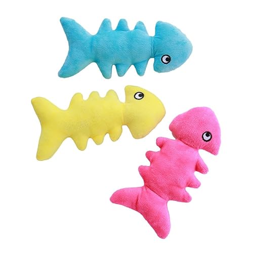 DAFORERAL Plüsch Fischgräten-Haustierspielzeug-Set, quietschendes Kauspielzeug für Katzen und Hunde, interaktives Beißspiel, 3er-Pack DAFORERAL Plüsch Fischgräten-Haustierspielzeug-Set, quietschendes Kauspielzeug für Katzen und Hunde, interaktives Beißspiel, 3er-Pack von DAFORERAL